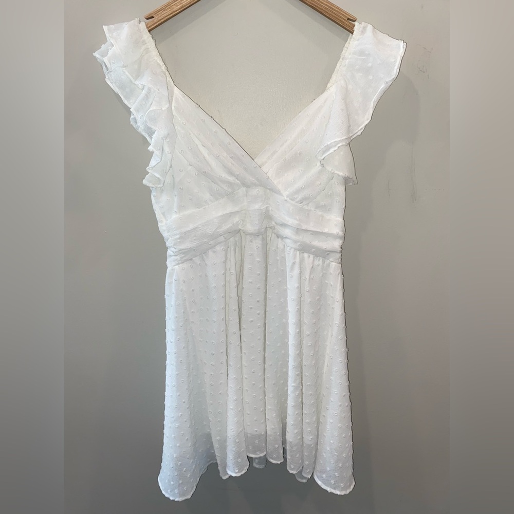 Altar'd State Clip Dot Sundress Size Large Tie Back V-Neck Flutter Sleeve